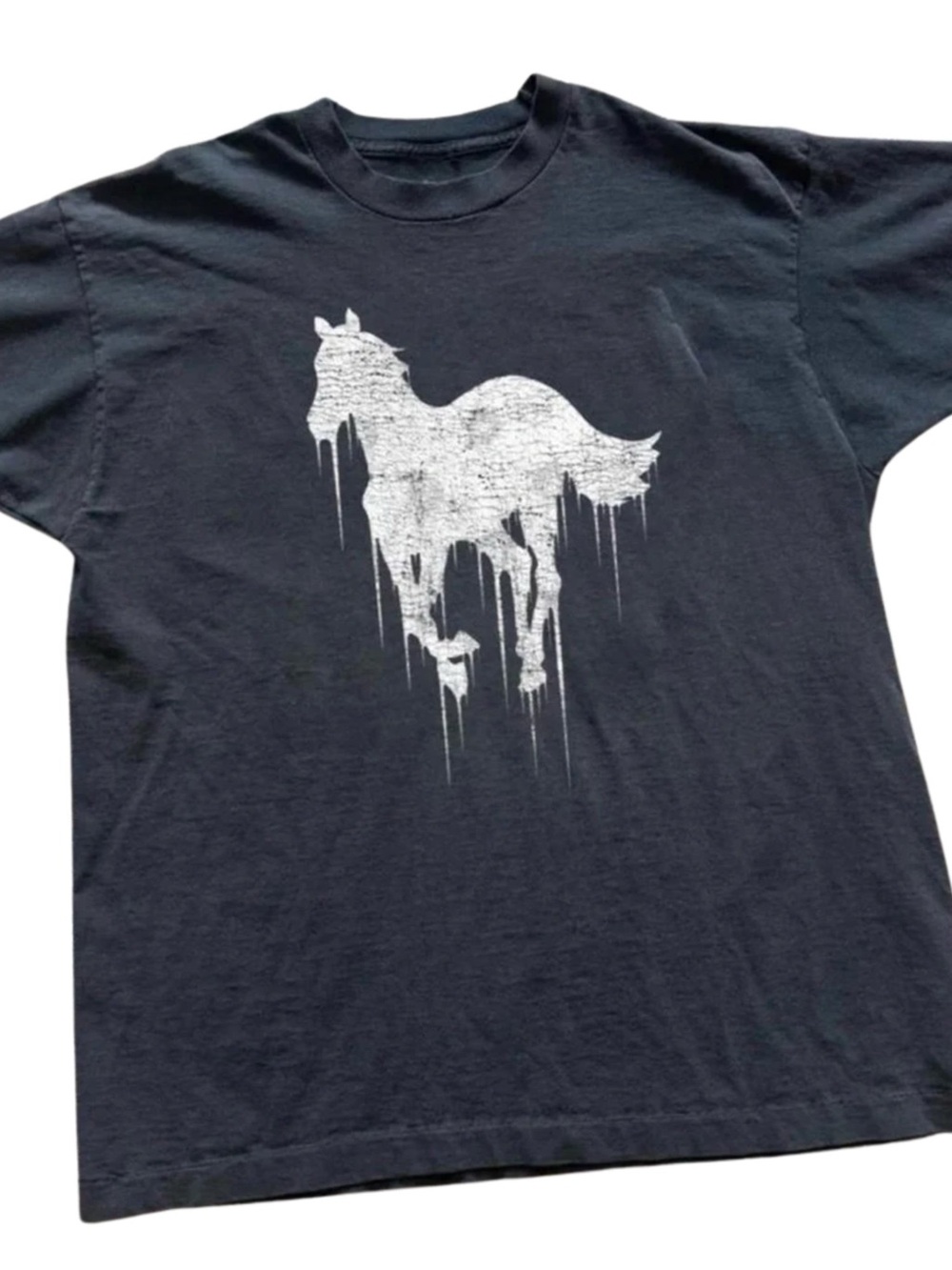 Gildan Black T-Shirt with White Drip Horse Graphic